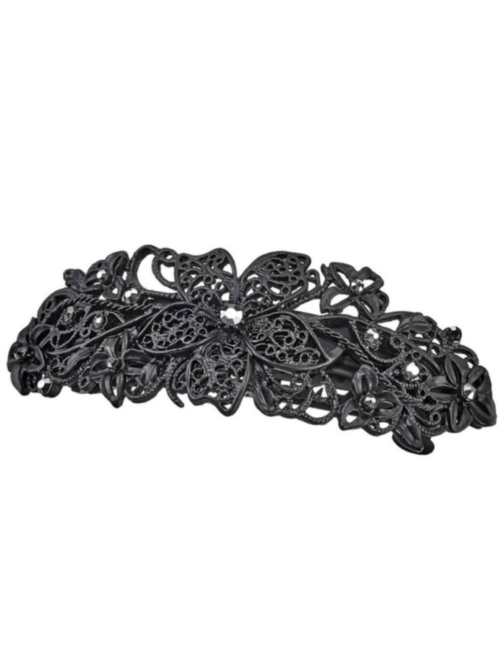 Elle Hematite Stone & Black Filigree Vintage Inspired Barrette
